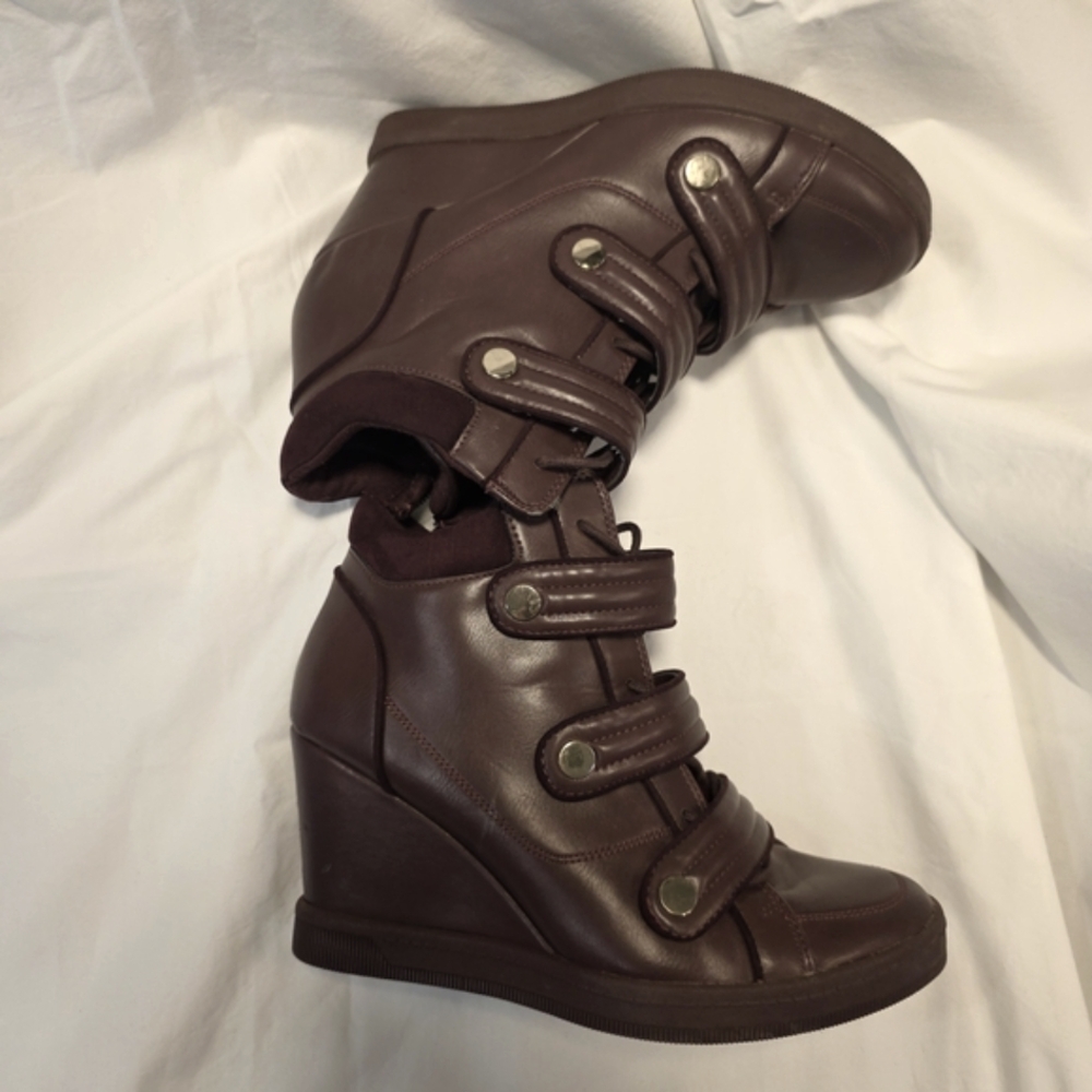 Aldo Burgundy Wedge Sneakers